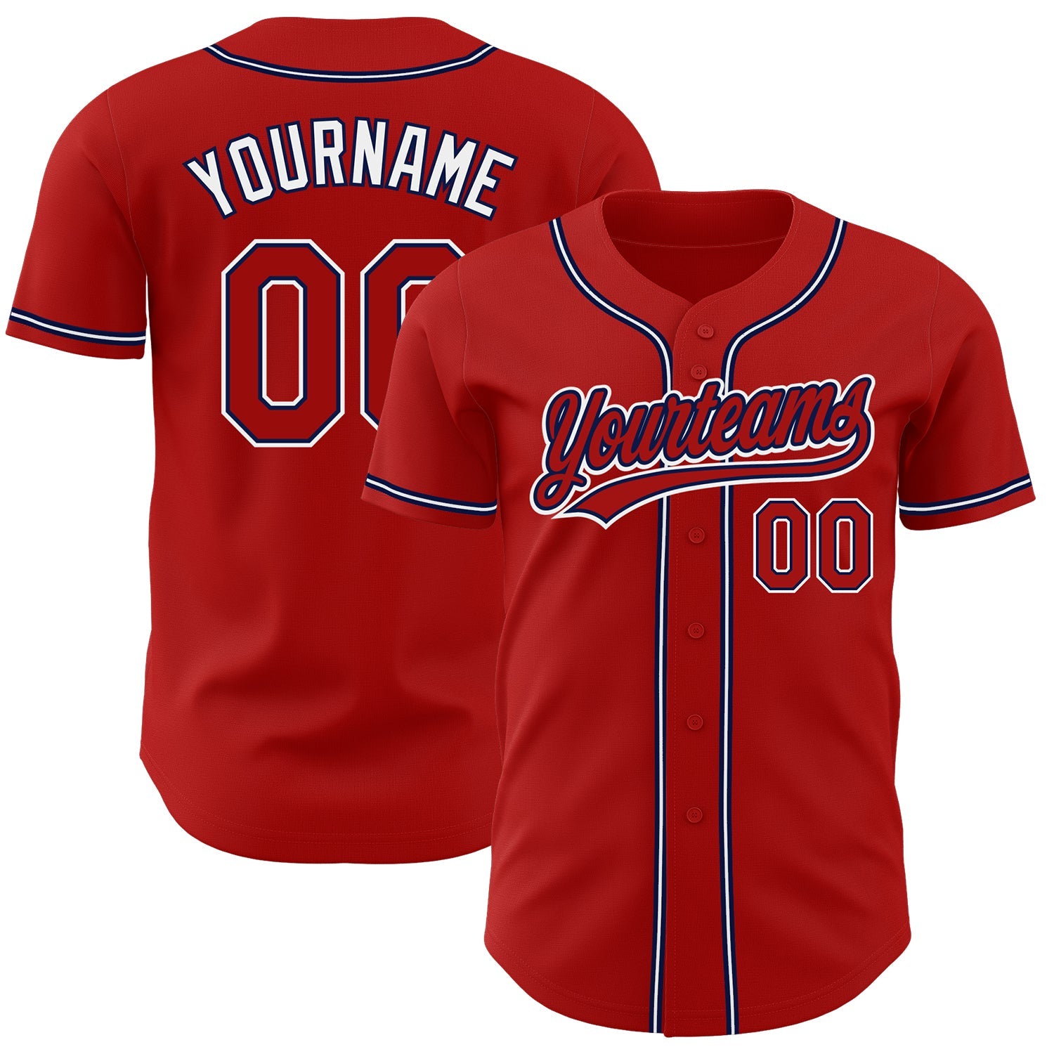 Custom Red Red-Navy Authentic Baseball Jersey - Sky-Custom