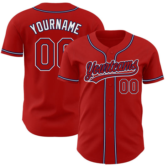 Custom Red Red-Navy Authentic Baseball Jersey - Sky-Custom