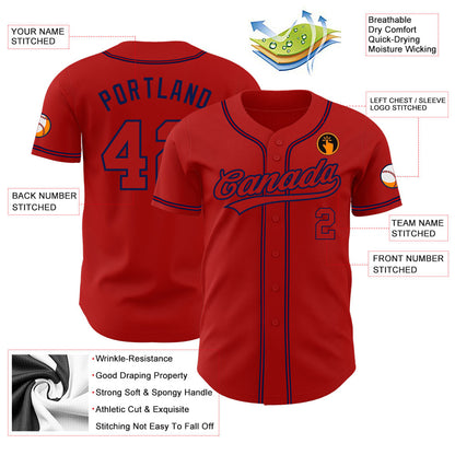 Custom Red Red-Navy Authentic Baseball Jersey - Sky-Custom