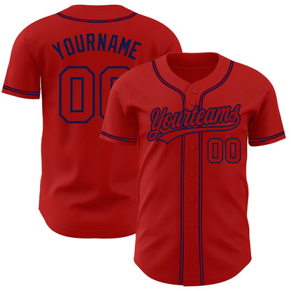 Custom Red Red-Navy Authentic Baseball Jersey - Sky-Custom