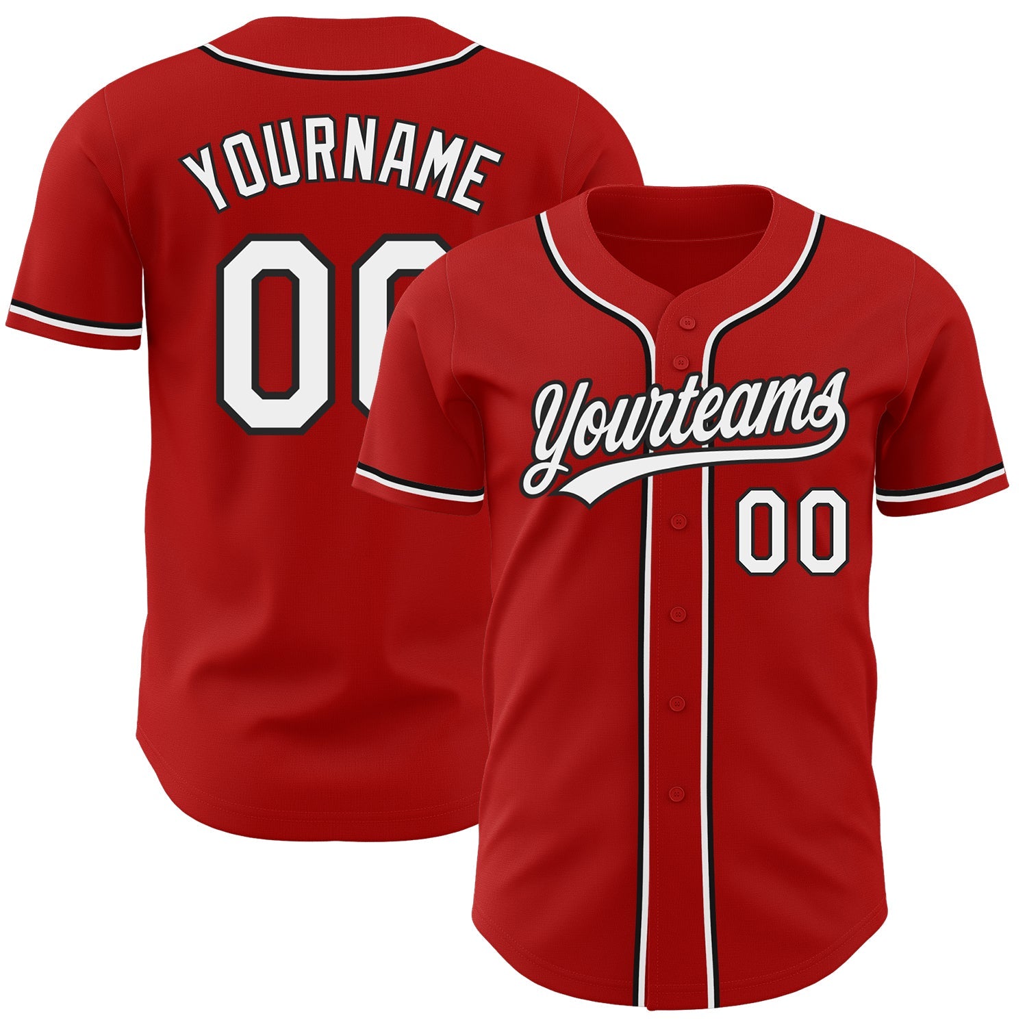 Custom Red White-Black Authentic Baseball Jersey - Sky-Custom