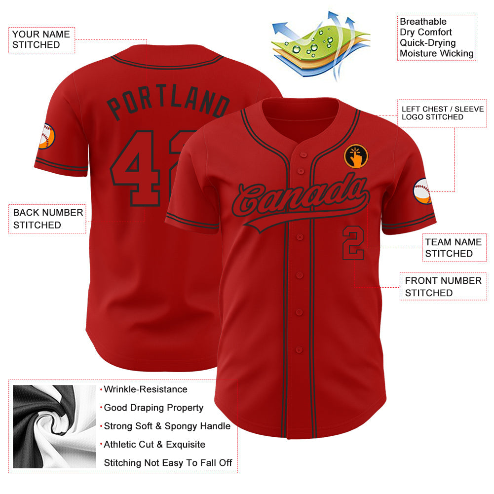 Custom Red Red-Black Authentic Baseball Jersey - Sky-Custom