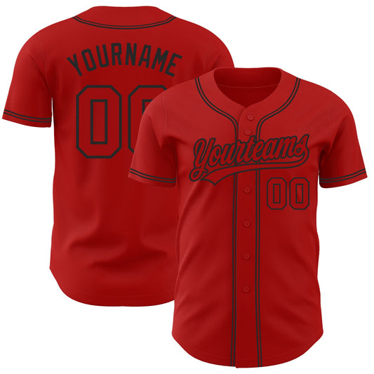Custom Red Red-Black Authentic Baseball Jersey - Sky-Custom