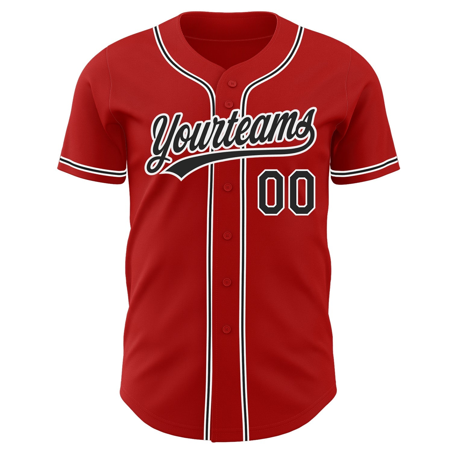Custom Red Black-White Authentic Baseball Jersey - Sky-Custom