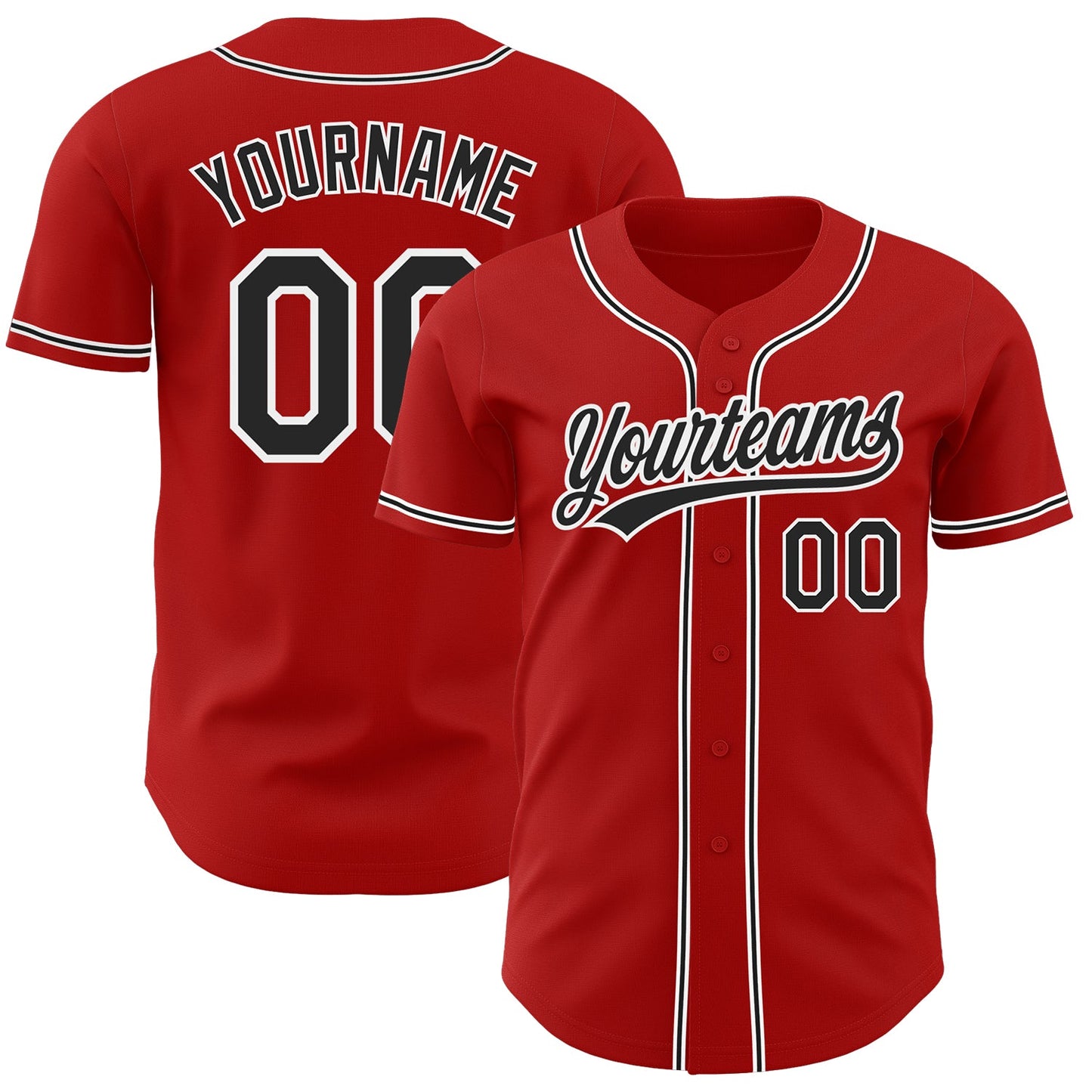 Custom Red Black-White Authentic Baseball Jersey - Sky-Custom