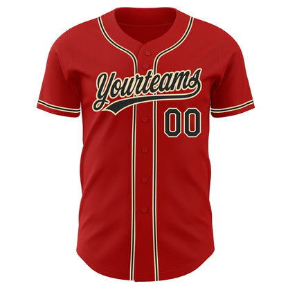 Custom Red Black-City Cream Authentic Baseball Jersey - Sky-Custom