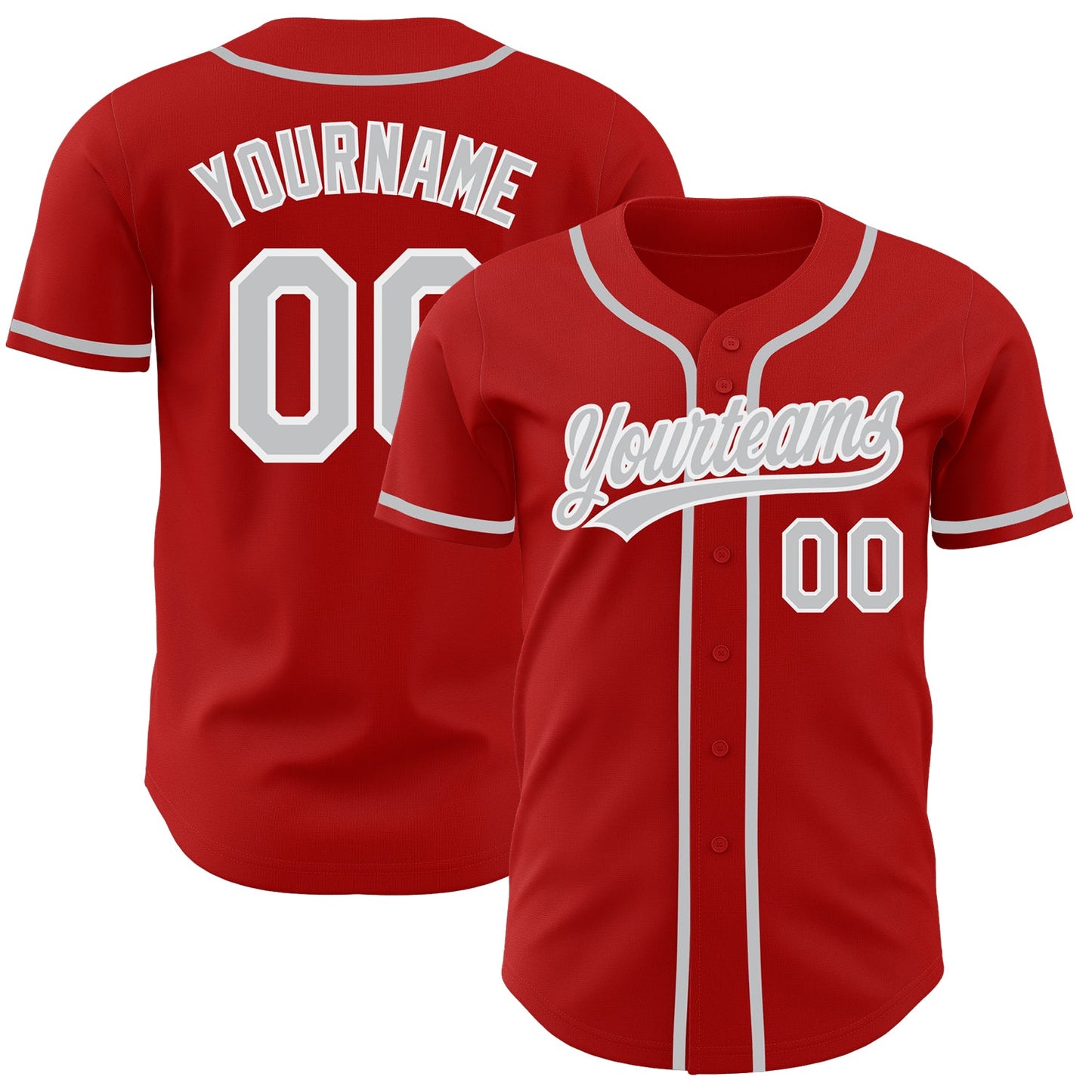 Custom Red Gray-White Authentic Baseball Jersey - Sky-Custom