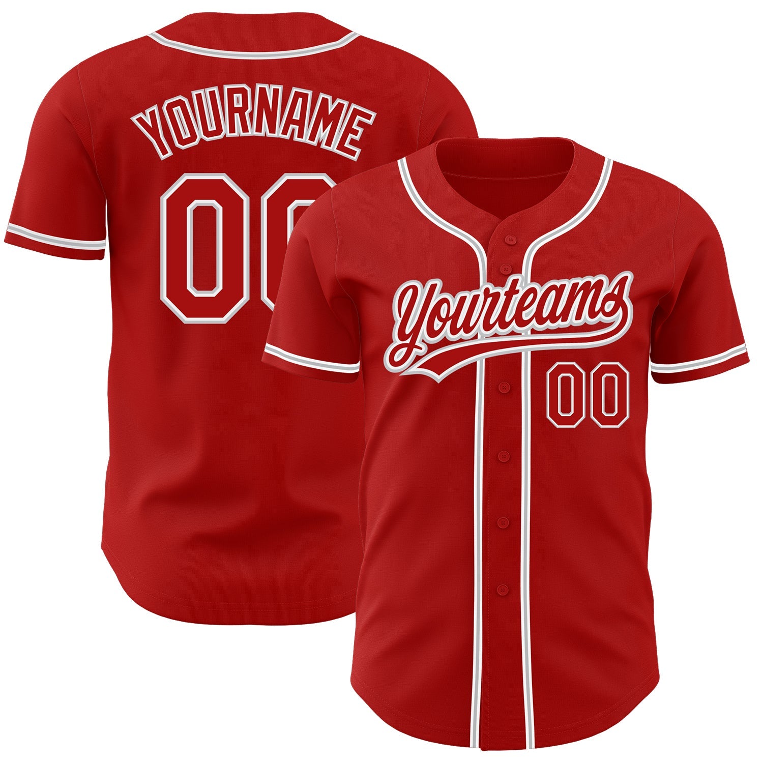 Custom Red Red-Gray Authentic Baseball Jersey - Sky-Custom
