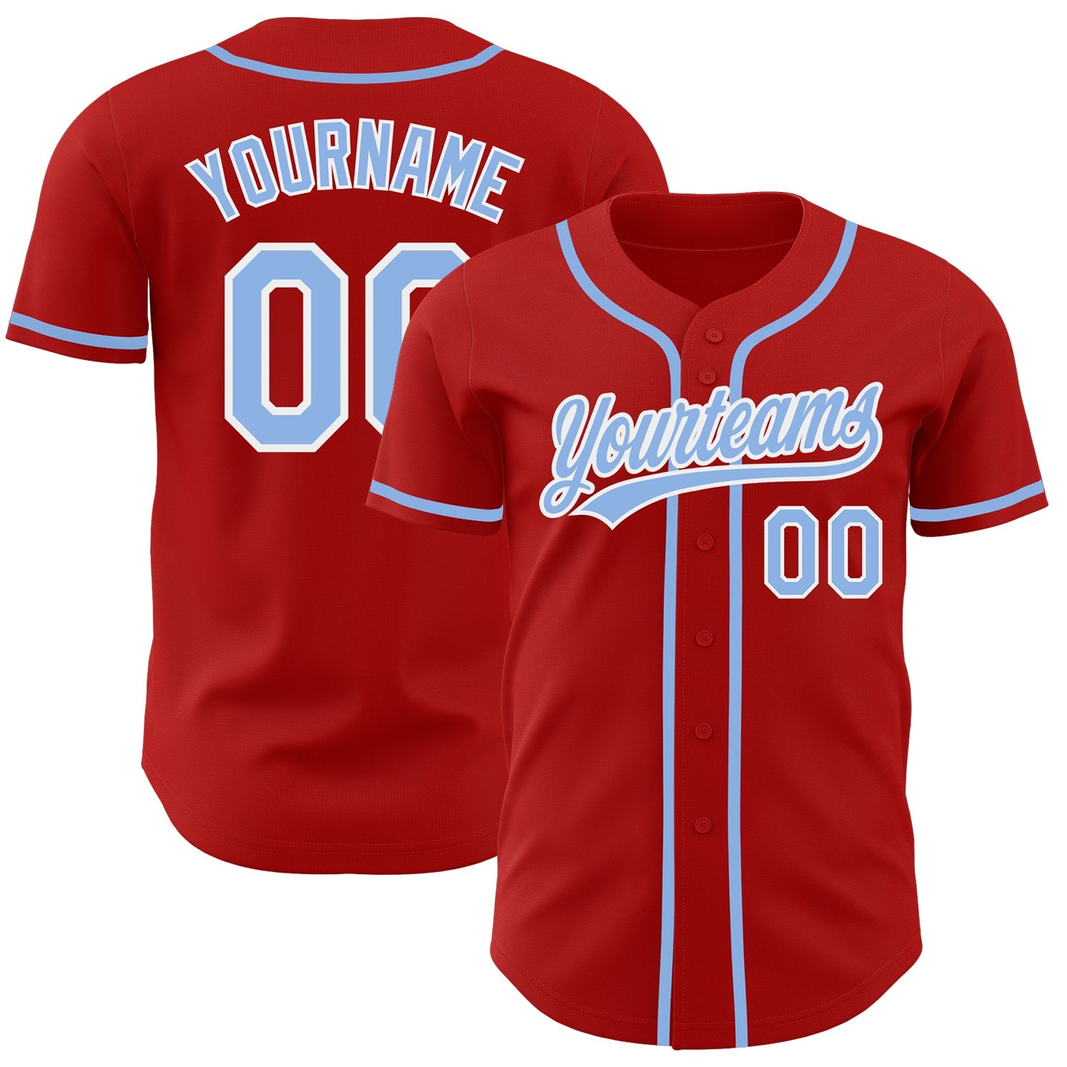 Custom Red Light Blue-White Authentic Baseball Jersey - Sky-Custom