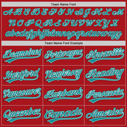 Custom Red Teal-Black Authentic Baseball Jersey - Sky-Custom