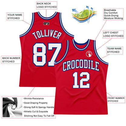 Custom Red White-Royal Authentic Throwback Basketball Jersey - Sky-Custom