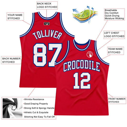 Custom Red White-Royal Authentic Throwback Basketball Jersey - Sky-Custom