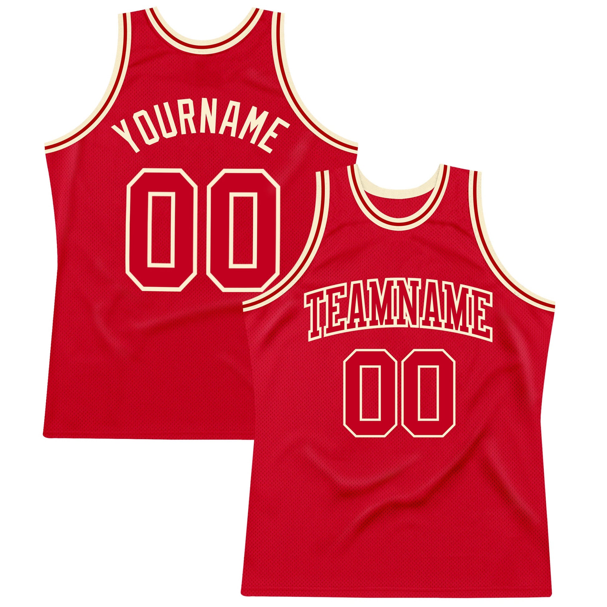 Custom Red Red-Cream Authentic Throwback Basketball Jersey - Sky-Custom