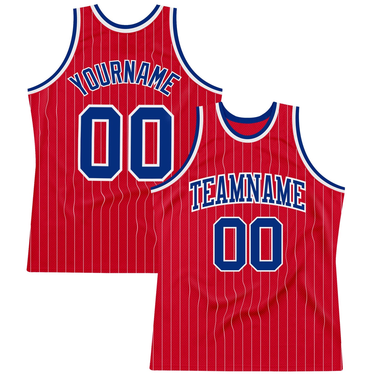 Custom Red White Pinstripe Royal-White Authentic Basketball Jersey - Sky-Custom