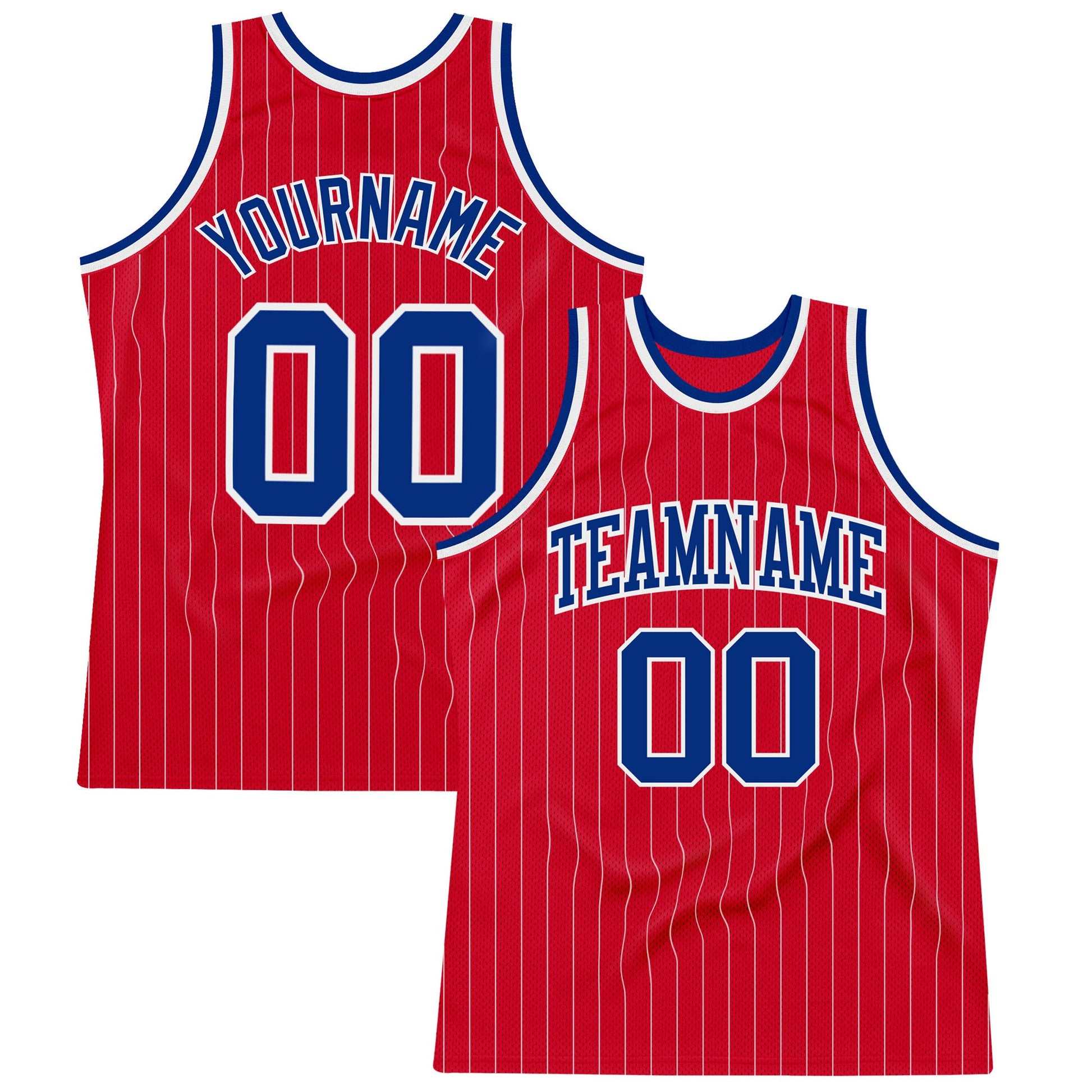 Custom Red White Pinstripe Royal-White Authentic Basketball Jersey - Sky-Custom