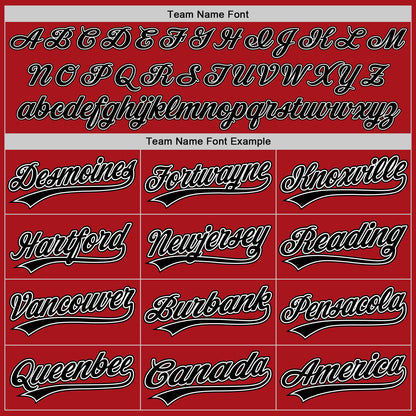 Custom Red Black Pinstripe Black-White Authentic Baseball Jersey - Sky-Custom