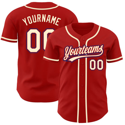 Custom Red Cream-Royal Authentic Baseball Jersey - Sky-Custom