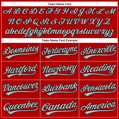 Custom Red Black Pinstripe Gray Authentic Baseball Jersey - Sky-Custom