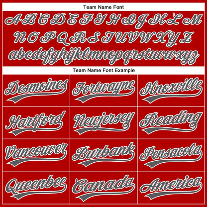Custom Red White Pinstripe Steel Gray Authentic Baseball Jersey - Sky-Custom