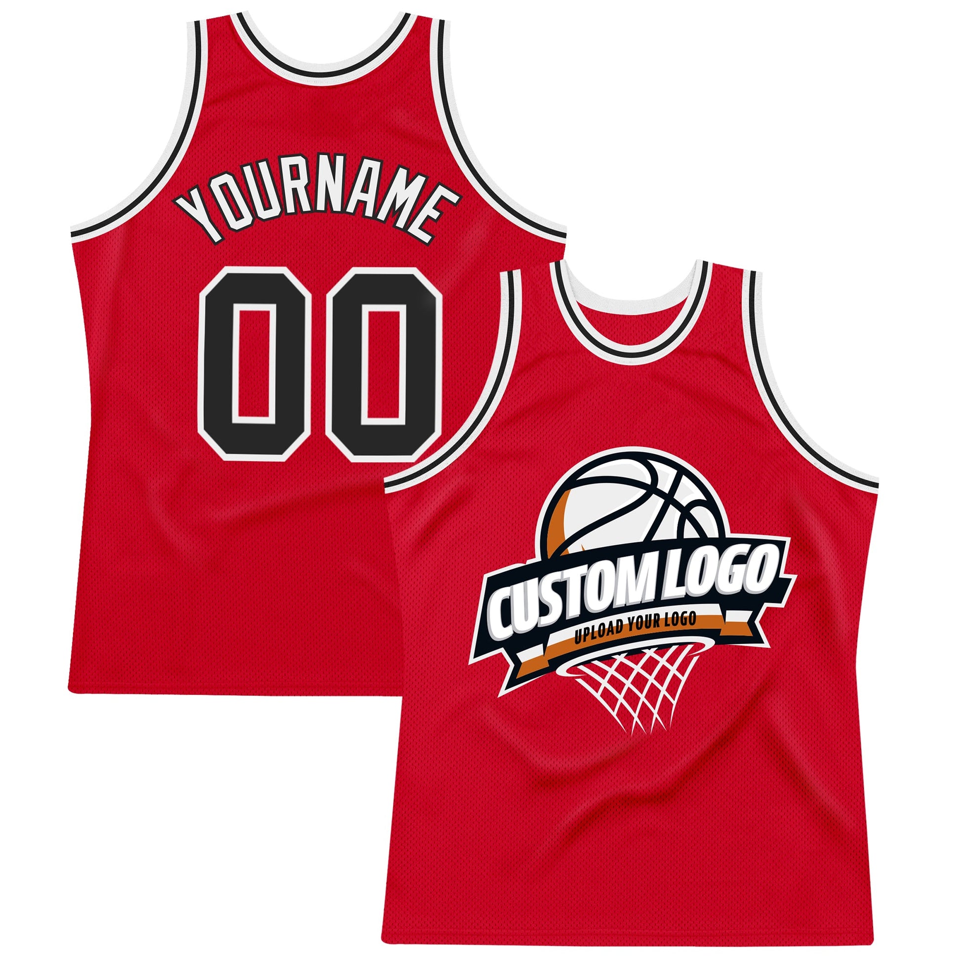 Custom Red Black-White Authentic Throwback Basketball Jersey - Sky-Custom