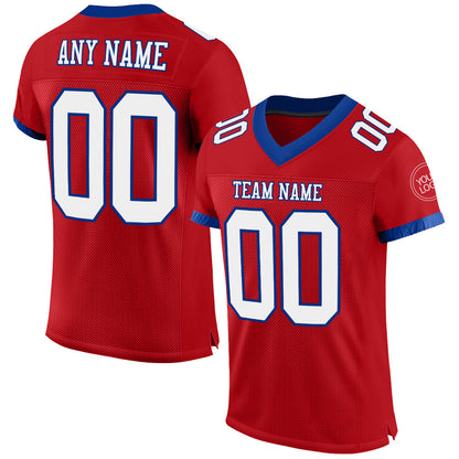 Custom Red White-Royal Mesh Authentic Football Jersey - Sky-Custom