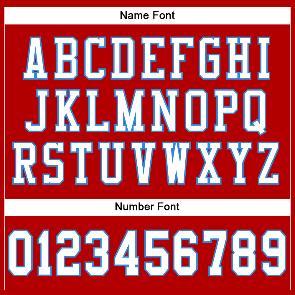 Custom Red White-Powder Blue Mesh Authentic Football Jersey - Sky-Custom
