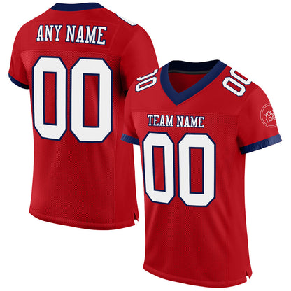 Custom Red White-Navy Mesh Authentic Football Jersey - Sky-Custom