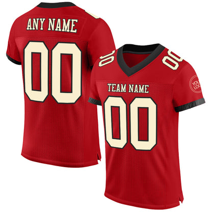 Custom Red Cream-Black Mesh Authentic Football Jersey - Sky-Custom