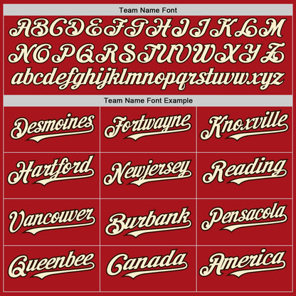 Custom Red White Pinstripe Brown-City Cream Authentic Baseball Jersey - Sky-Custom