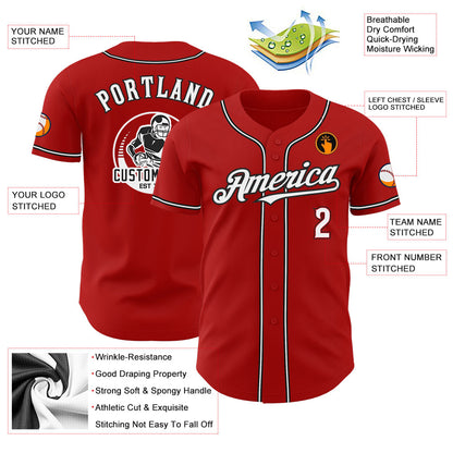 Custom Red White-Black Authentic Baseball Jersey - Sky-Custom