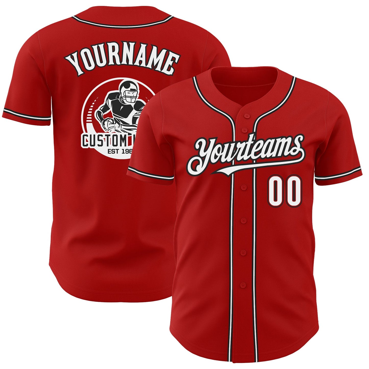 Custom Red White-Black Authentic Baseball Jersey - Sky-Custom
