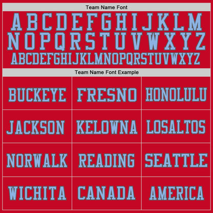 Custom Red Light Blue-Steel Gray Mesh Authentic Football Jersey - Sky-Custom