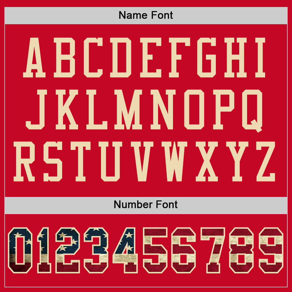 Custom Red Vintage USA Flag-City Cream Mesh Authentic Football Jersey - Sky-Custom