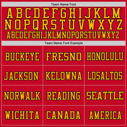 Custom Red Gold-Black Mesh Authentic Football Jersey - Sky-Custom