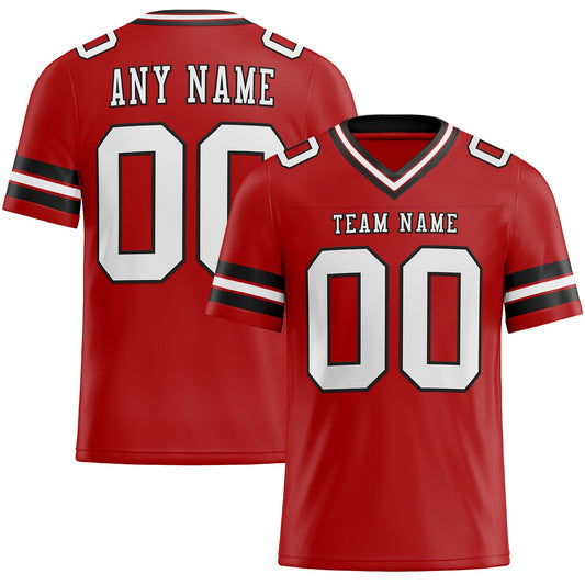 Custom Red White-Black Mesh Authentic Football Jersey - Sky-Custom