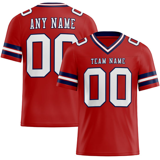 Custom Red White-Navy Mesh Authentic Football Jersey - Sky-Custom