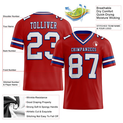 Custom Red White-Royal Mesh Authentic Football Jersey - Sky-Custom