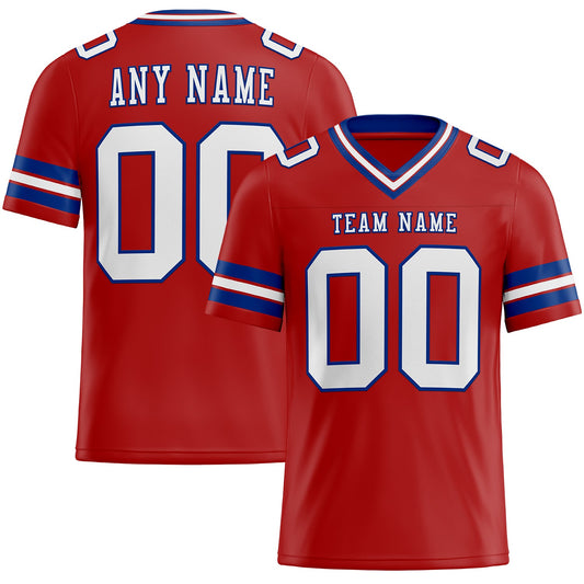 Custom Red White-Royal Mesh Authentic Football Jersey - Sky-Custom
