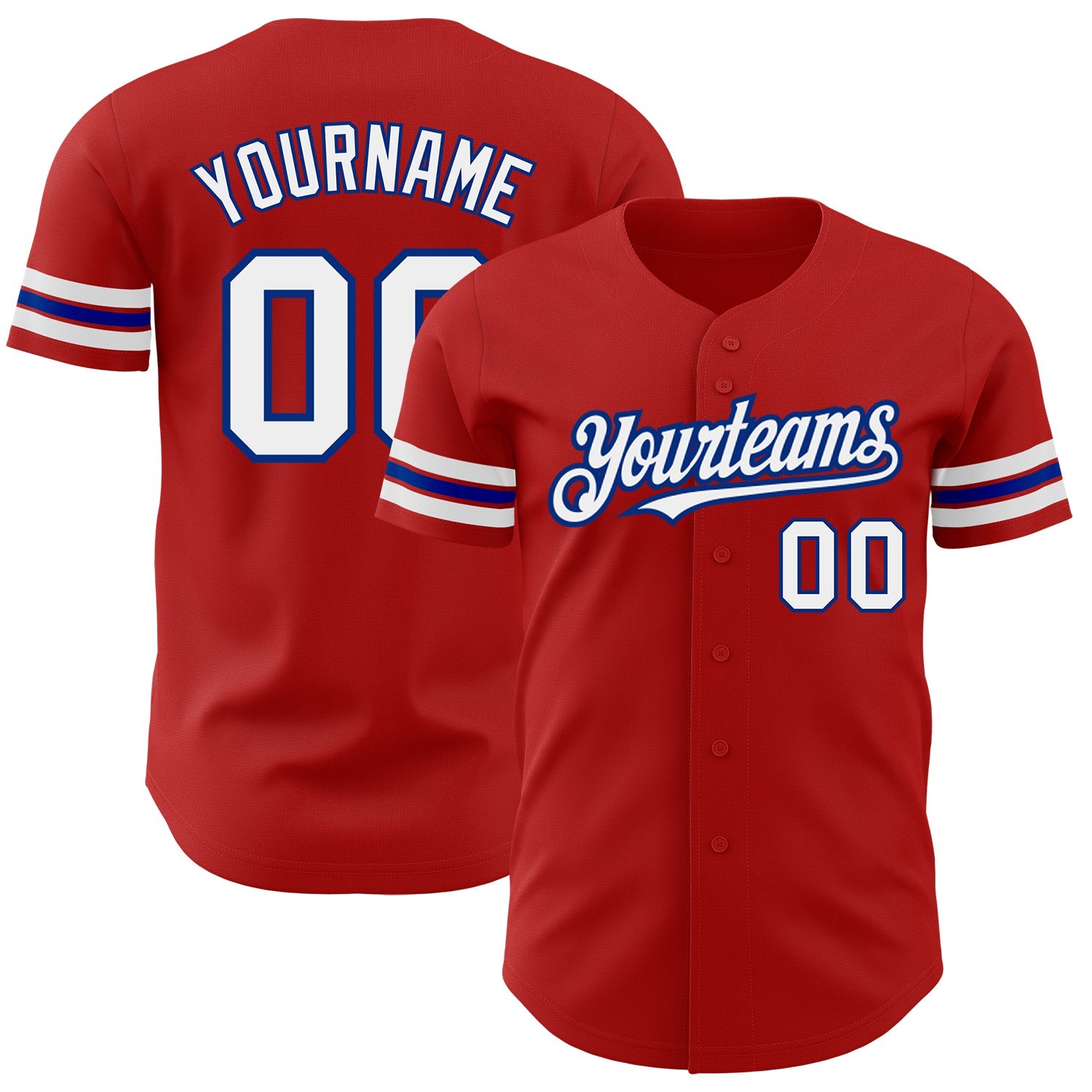 Custom Red White-Royal Authentic Baseball Jersey - Sky-Custom