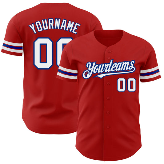 Custom Red White-Royal Authentic Baseball Jersey - Sky-Custom