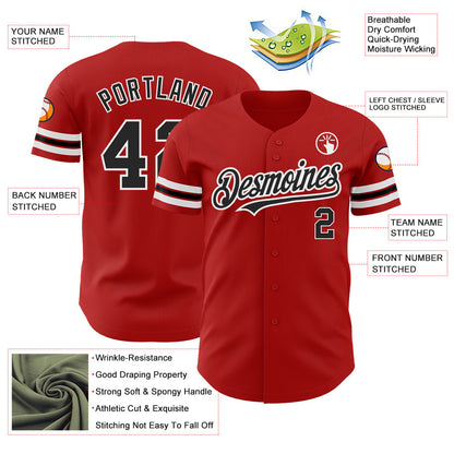 Custom Red Black-White Authentic Baseball Jersey - Sky-Custom