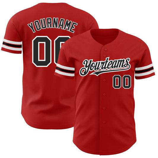 Custom Red Black-White Authentic Baseball Jersey - Sky-Custom