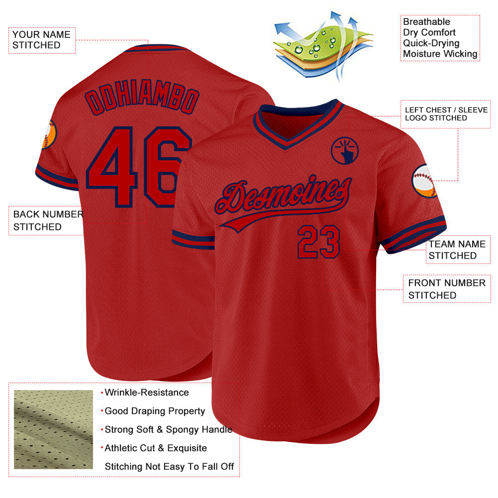 Custom Red White-Royal Authentic Throwback Baseball Jersey - Sky-Custom