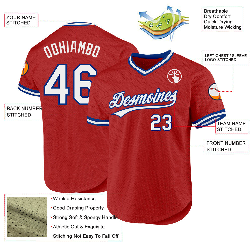 Custom Red White-Black Authentic Throwback Baseball Jersey - Sky-Custom