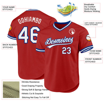 Custom Red White-Black Authentic Throwback Baseball Jersey - Sky-Custom