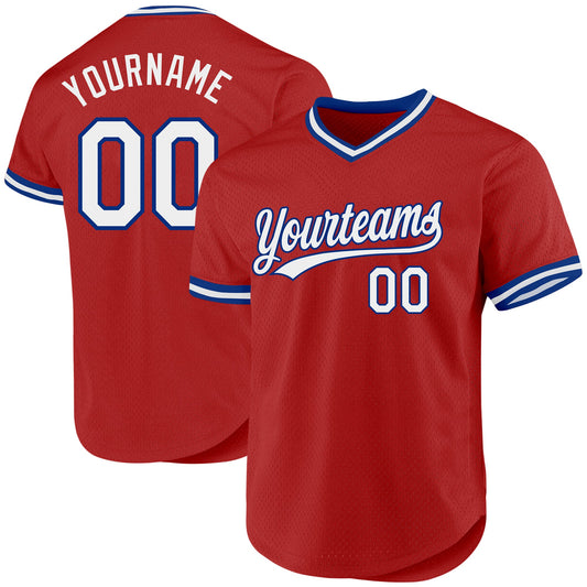 Custom Red White-Black Authentic Throwback Baseball Jersey - Sky-Custom