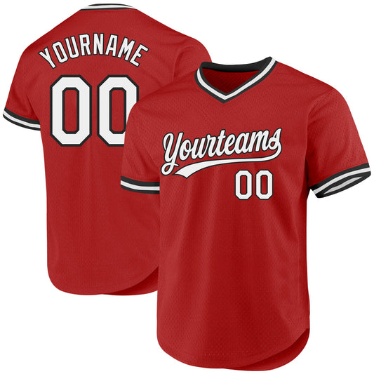 Custom Red Gray-Black Authentic Throwback Baseball Jersey - Sky-Custom