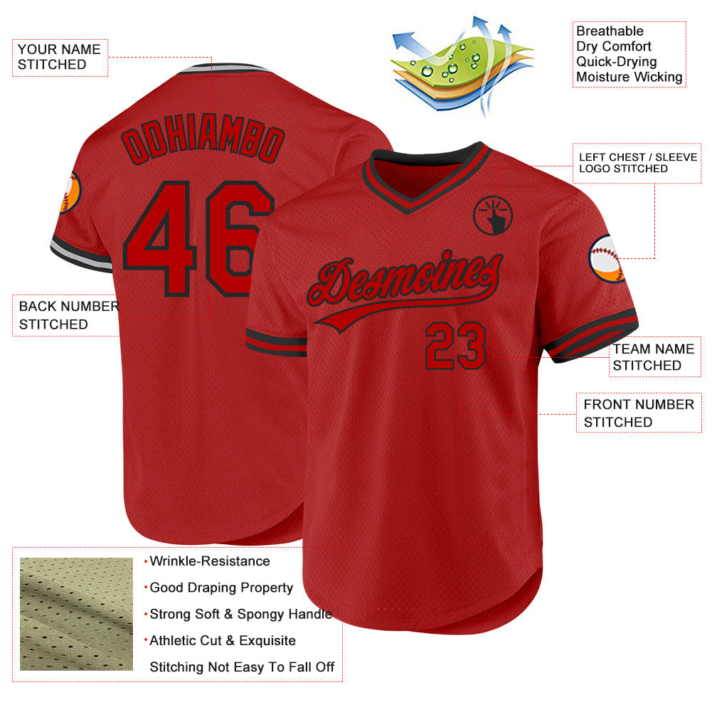 Custom Red White Authentic Throwback Baseball Jersey - Sky-Custom