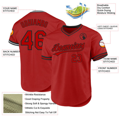 Custom Red White Authentic Throwback Baseball Jersey - Sky-Custom