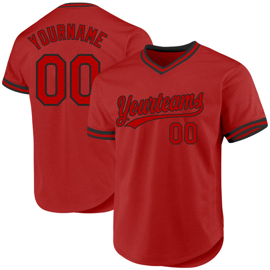 Custom Red White Authentic Throwback Baseball Jersey - Sky-Custom